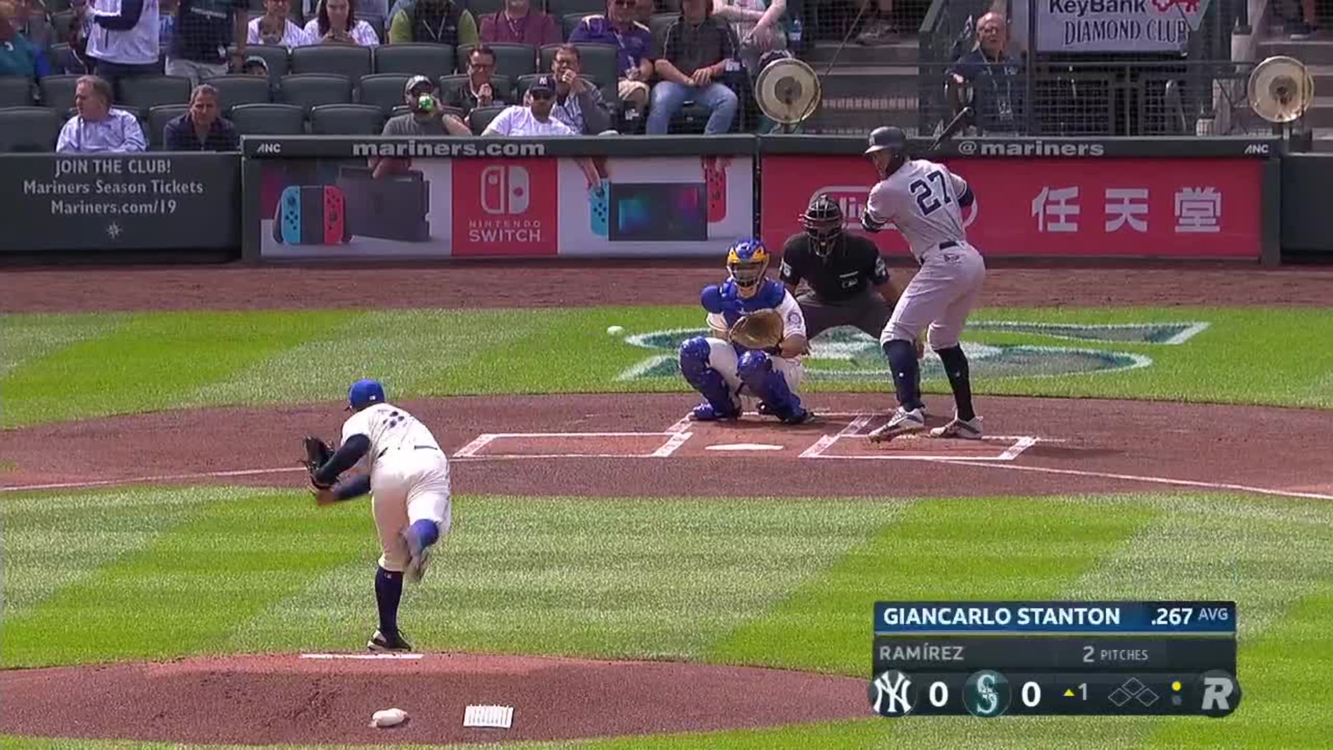 Erasmo Ramirez Ball to Giancarlo Stanton | 09/09/2018 | Chicago Cubs