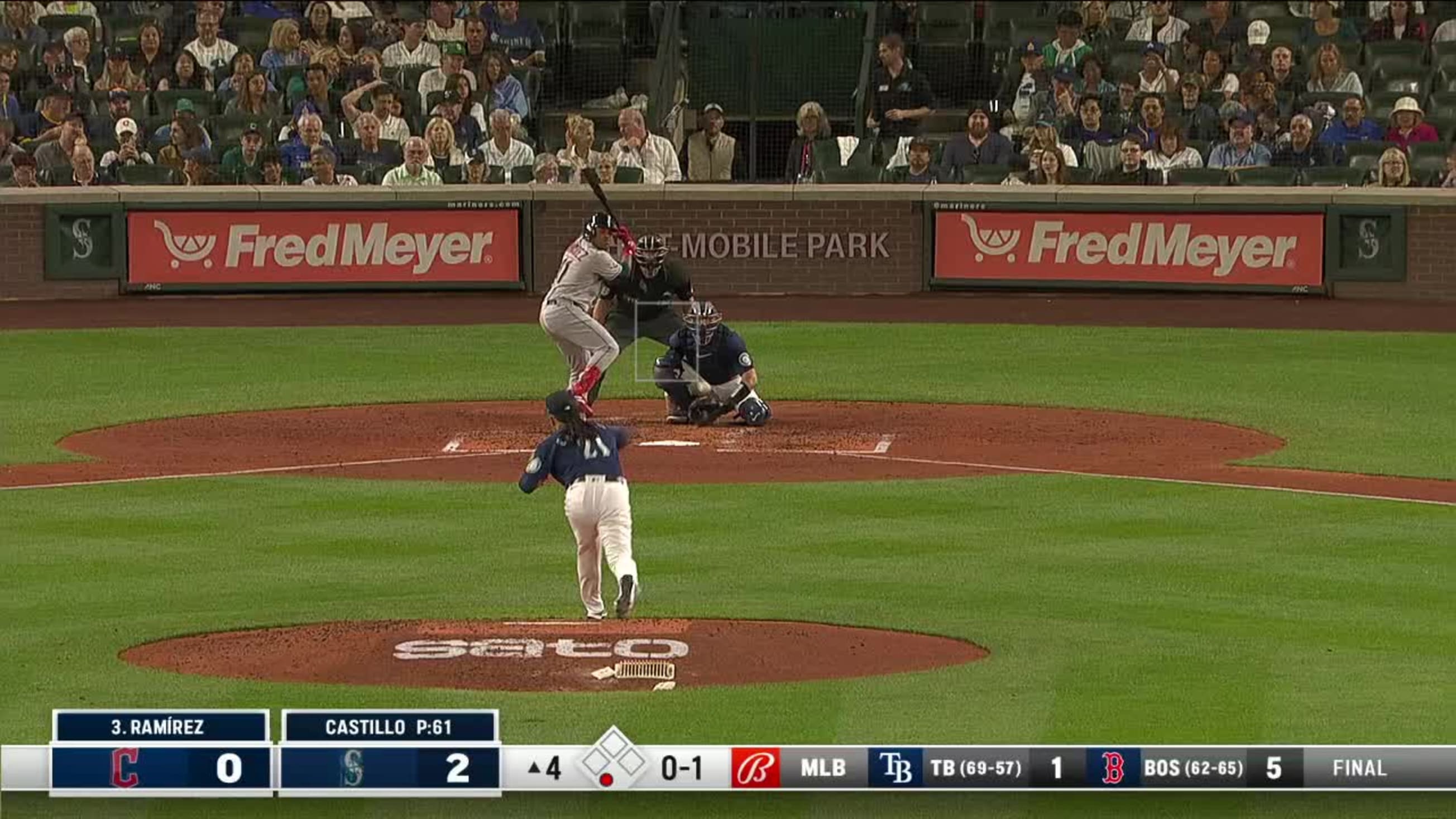 Jose Ramirez Left Side Home Run Swing - 2018 HR #26 