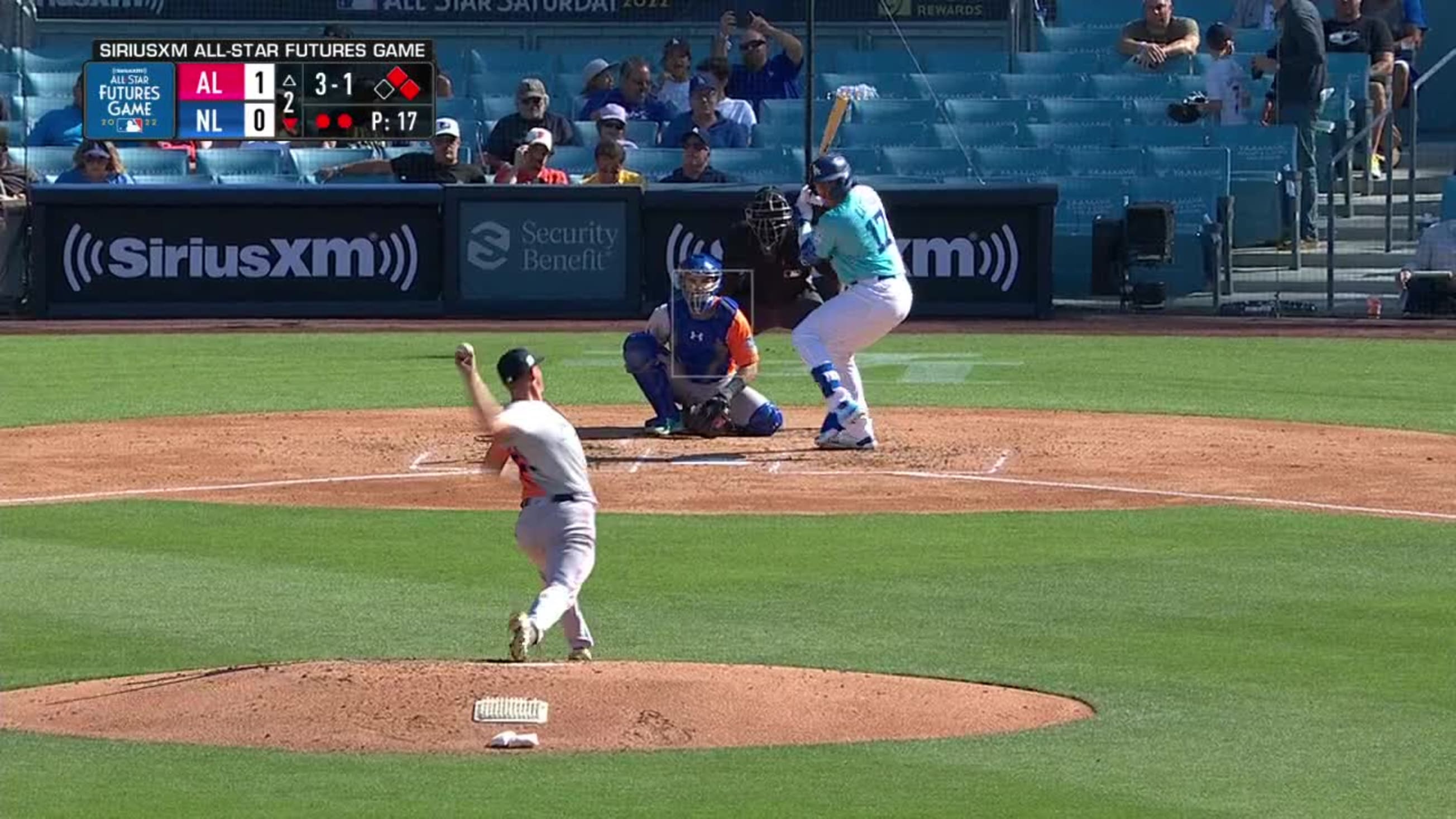 Diego Cartaya reaches on a fielding error by center fielder Jasson