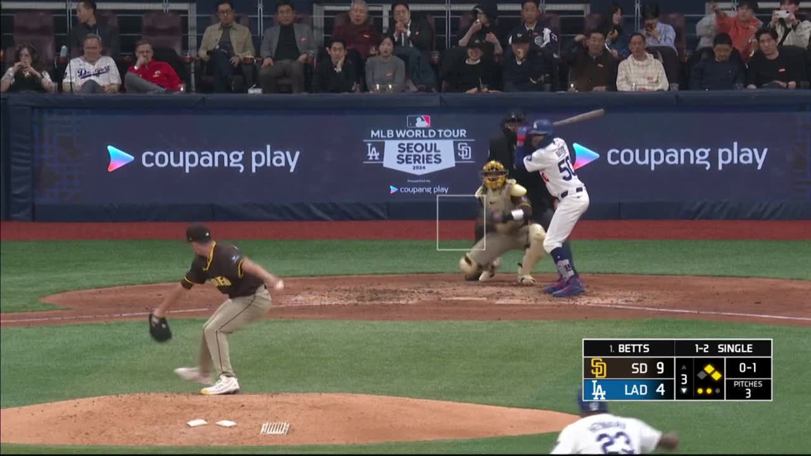 Mookie Betts hits a two-run double off wall | 03/21/2024