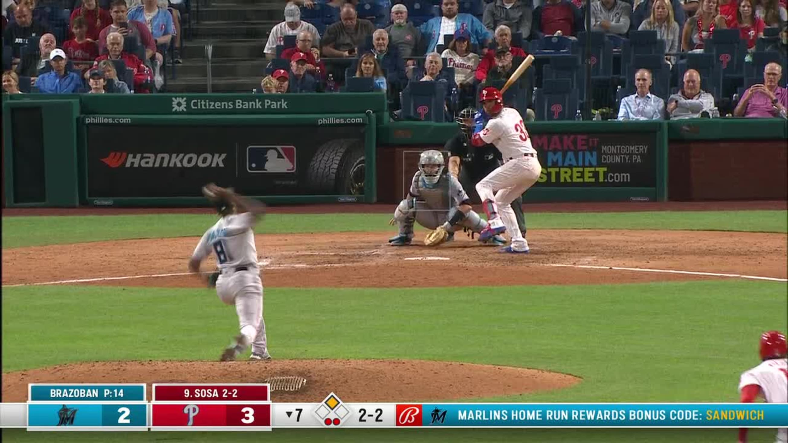 An infield RBI double for Sosa? SURE! Phillies extend the lead