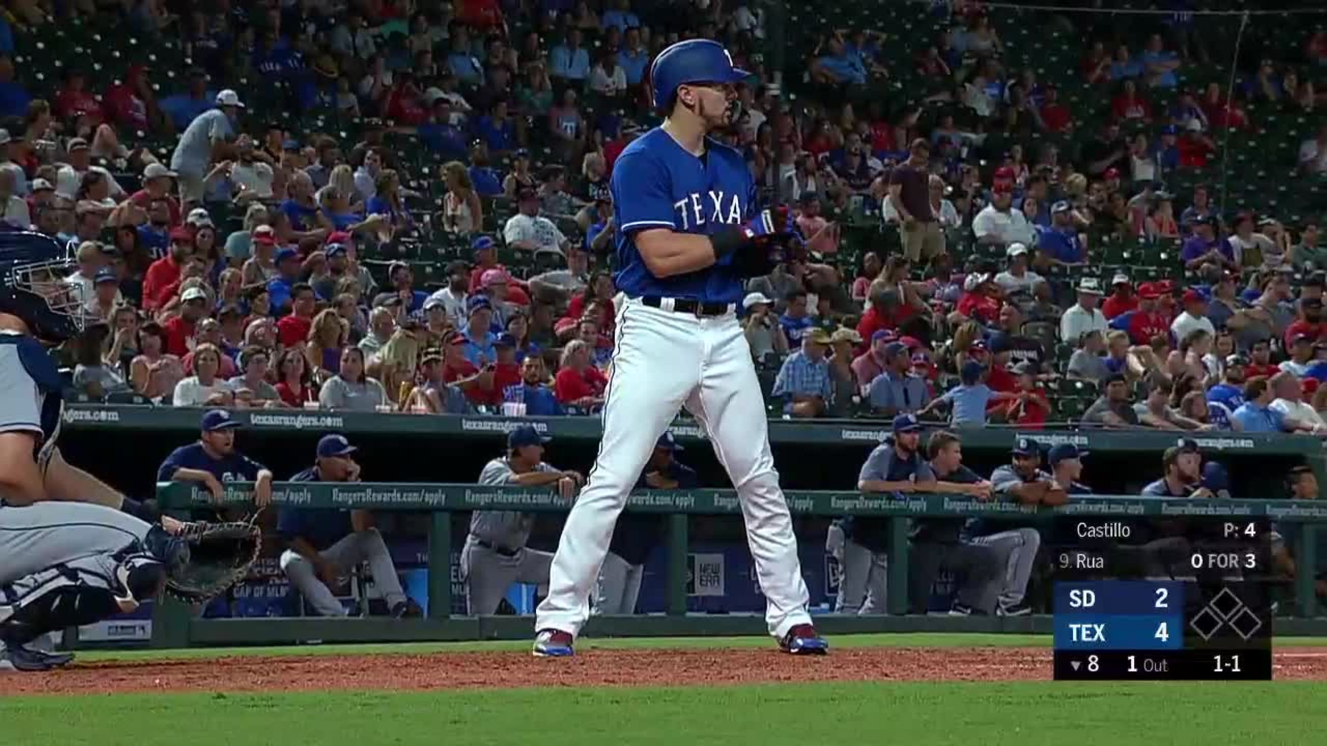 May 18, 2017: Texas Rangers left fielder Ryan Rua #16 during an MLB  interleague game between the Philadelphia Phillies and the Texas Rangers at  Globe Life Park in Arlington, TX Texas defeated