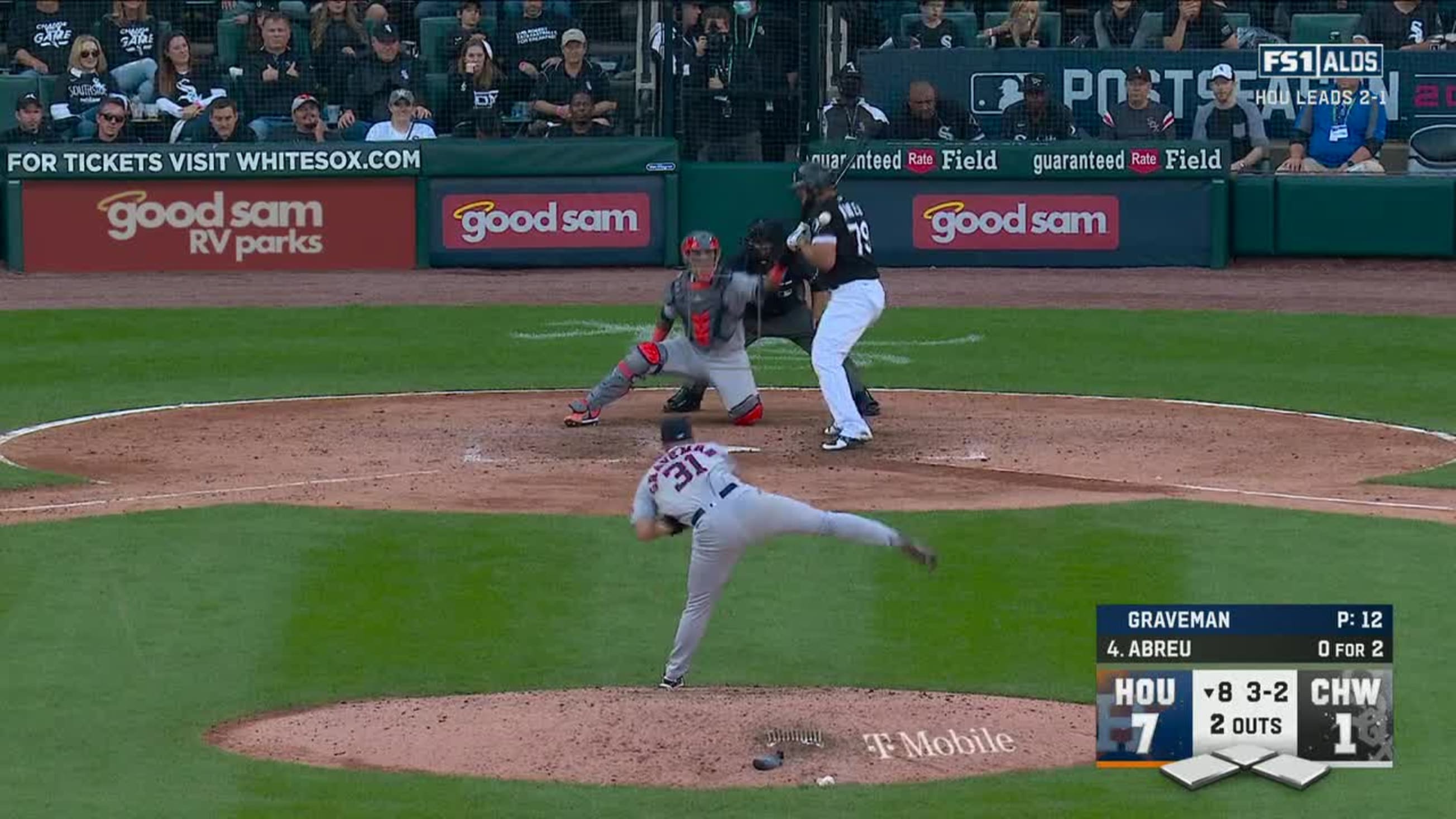 José Abreu hit on knee by fastball