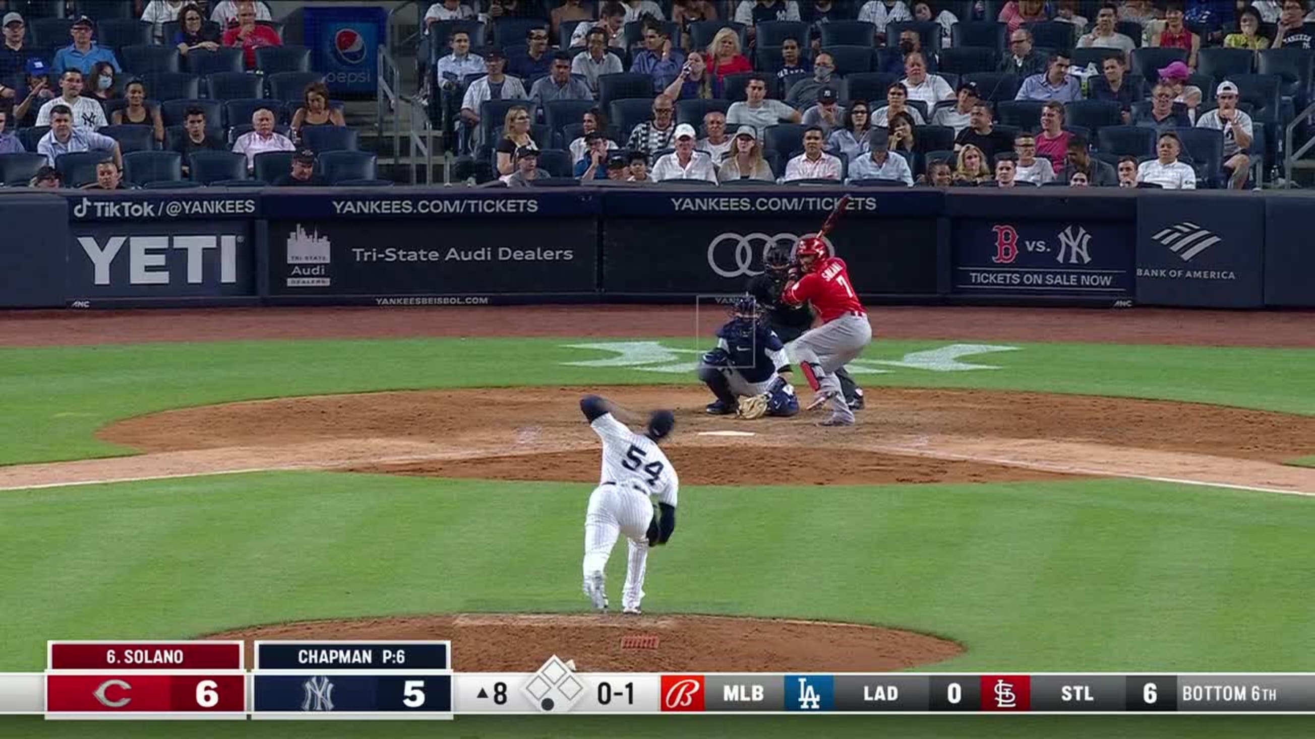 Aroldis Chapman Swinging Strike to Donovan Solano