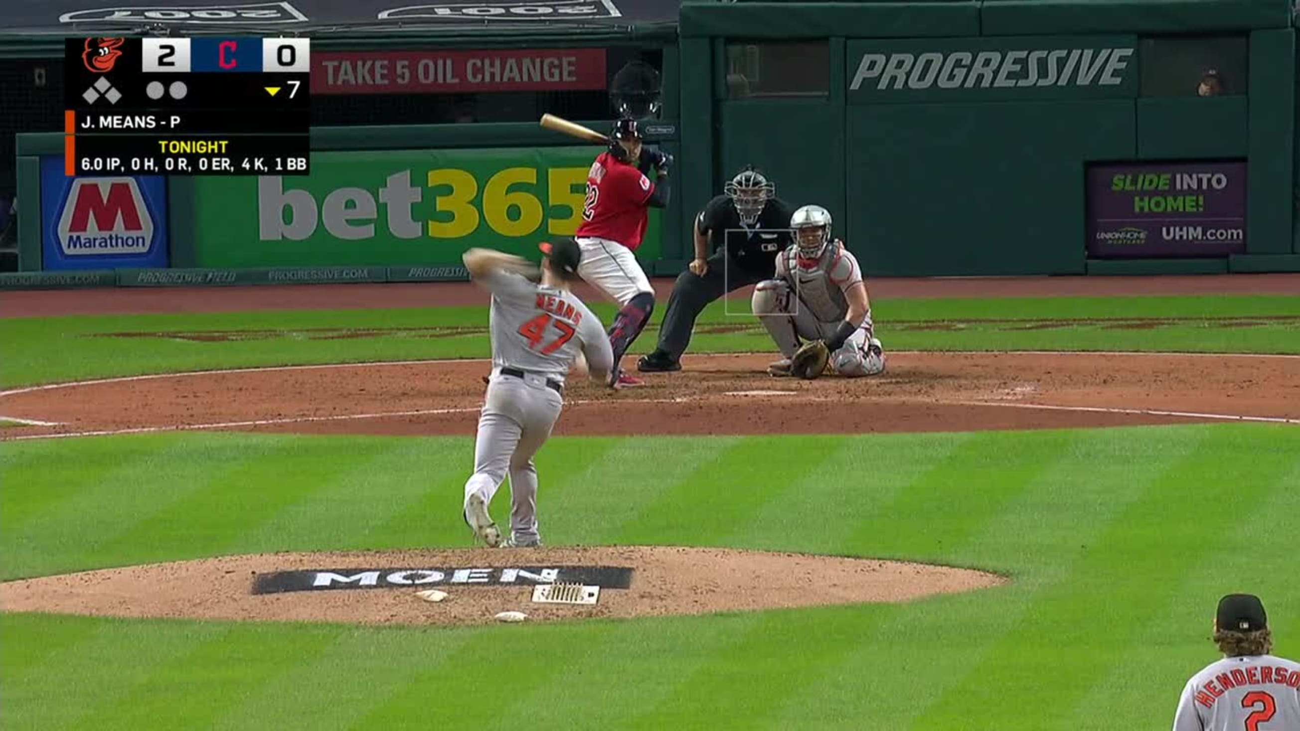 Baltimore, United States. 29th May, 2023. Cleveland Guardians first baseman Josh  Naylor (22) making contact with the pitch in the top of the third inning  against the Baltimore Orioles at Oriole Park