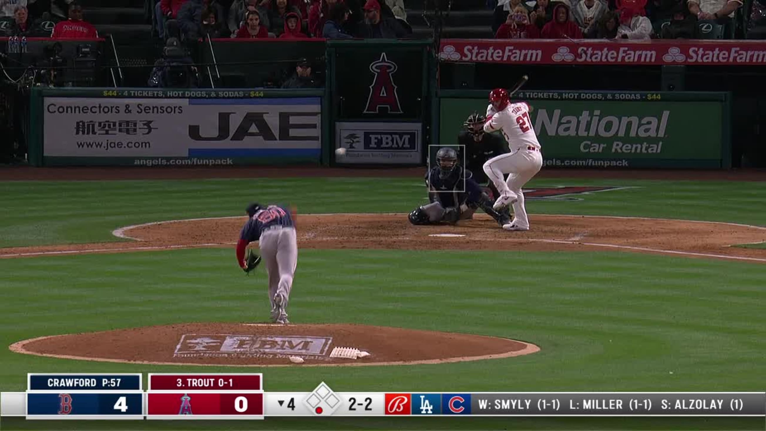 Mike Trout crashes into wall, stays in game, 03/17/2024