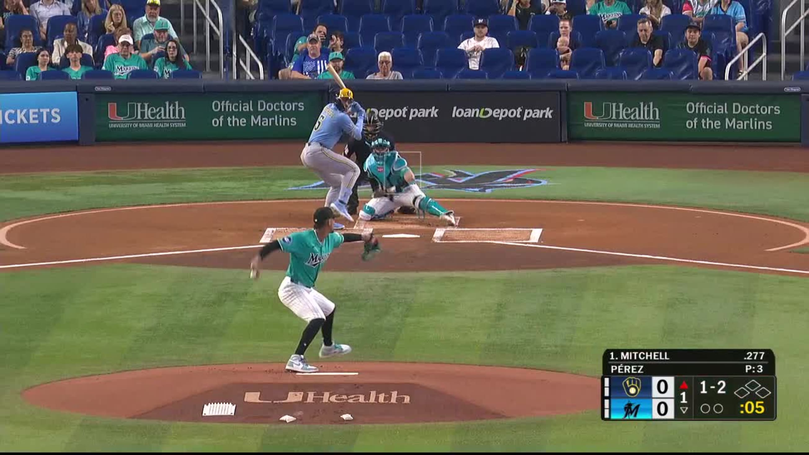 Eury Pérez's first K of the day | 04/19/2026 | Miami Marlins