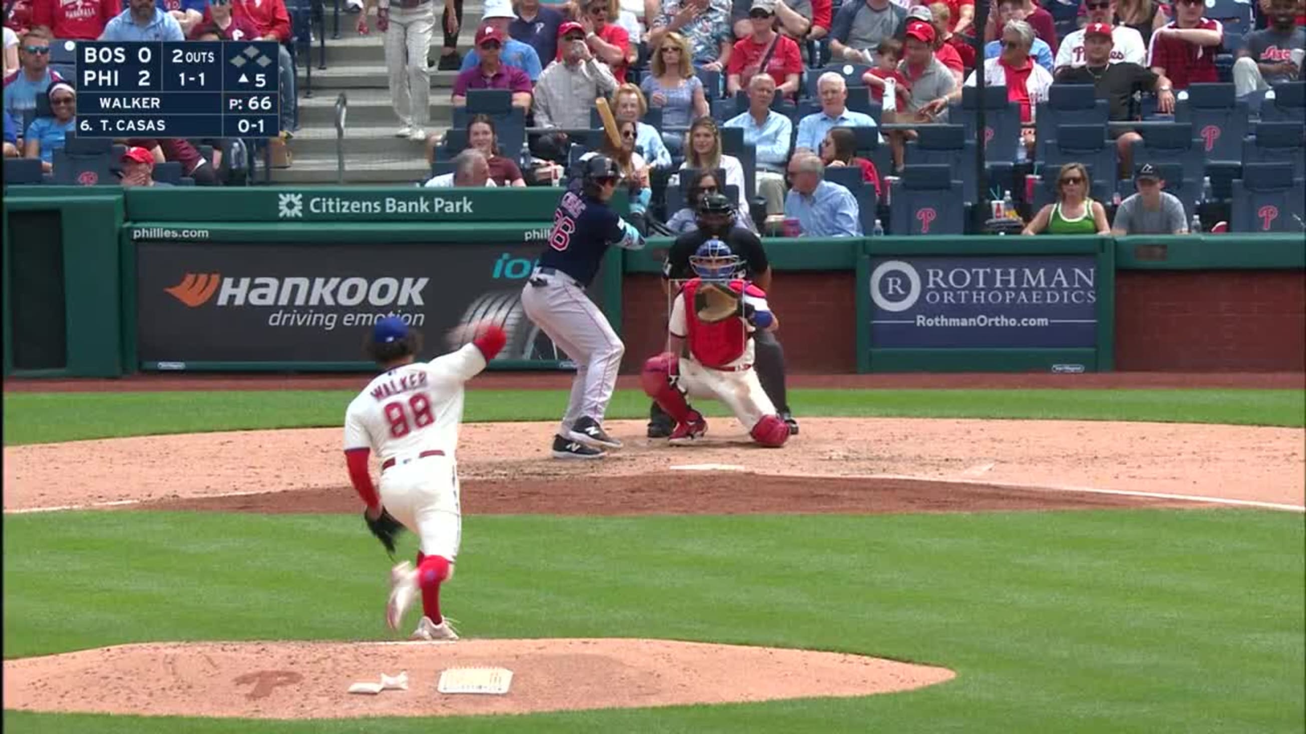 Measuring the stats on Triston Casas' home run, 05/07/2023