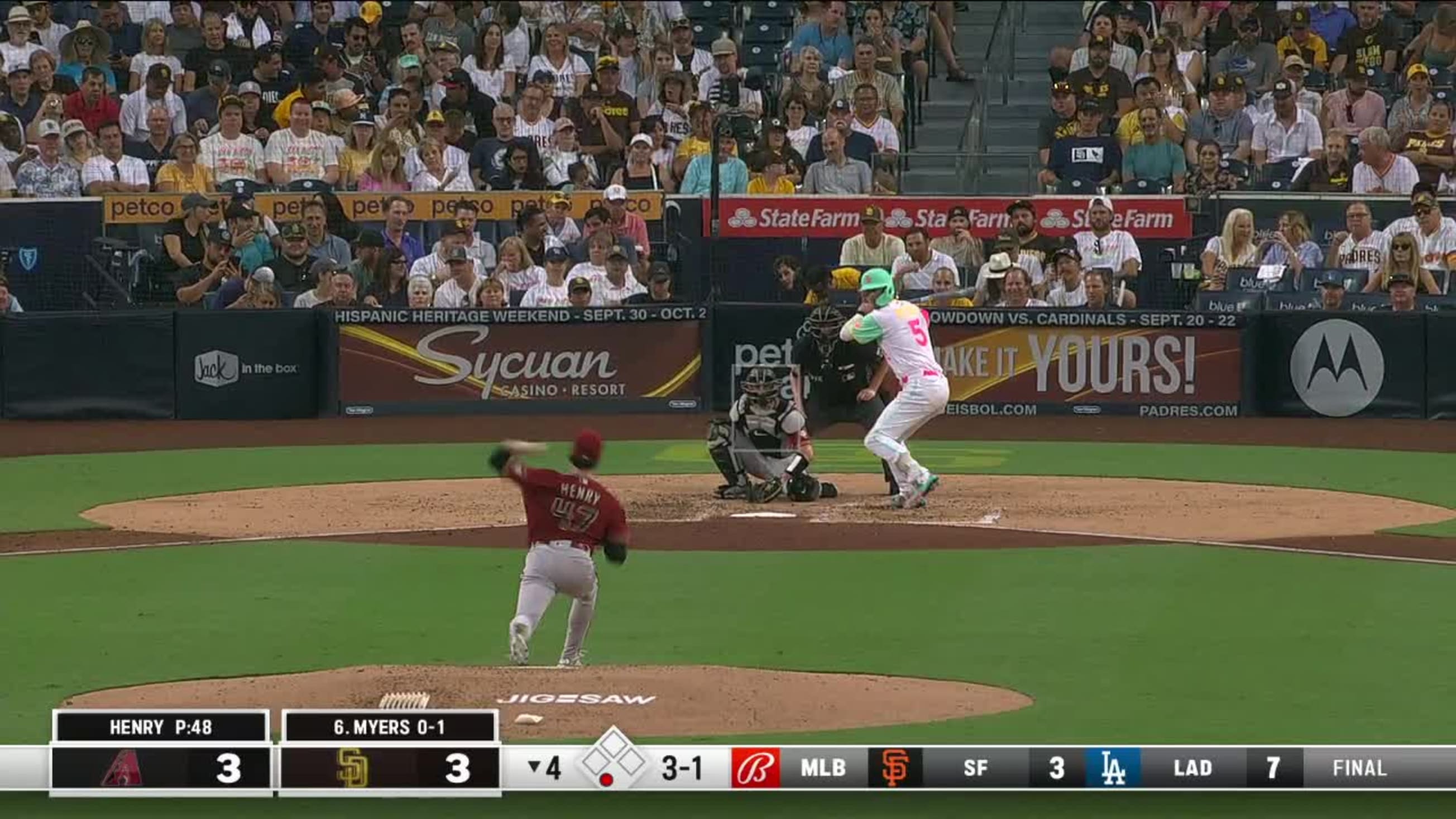 Wil Myers' first-pitch solo HR, 06/14/2023