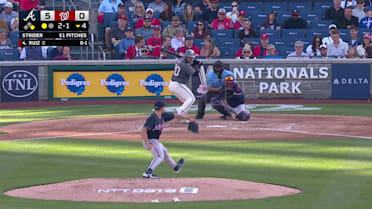 Keibert Ruiz flies out to right fielder Ronald Acuna Jr.