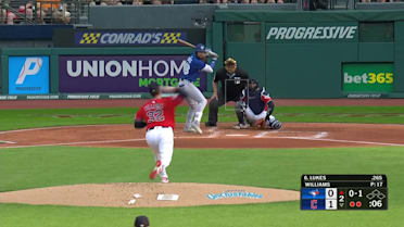Nathan Lukes grounds out, third baseman José Ramírez to first baseman Carlos Santana.