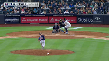 Miguel Andujar singles on a ground ball to shortstop Jermaine Palacios.