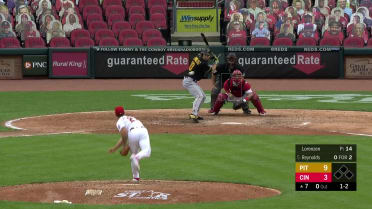 Bryan Reynolds lines out to left fielder Shogo Akiyama.