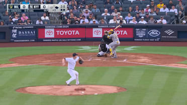 William Contreras flies out sharply to center fielder Jasson Dominguez.