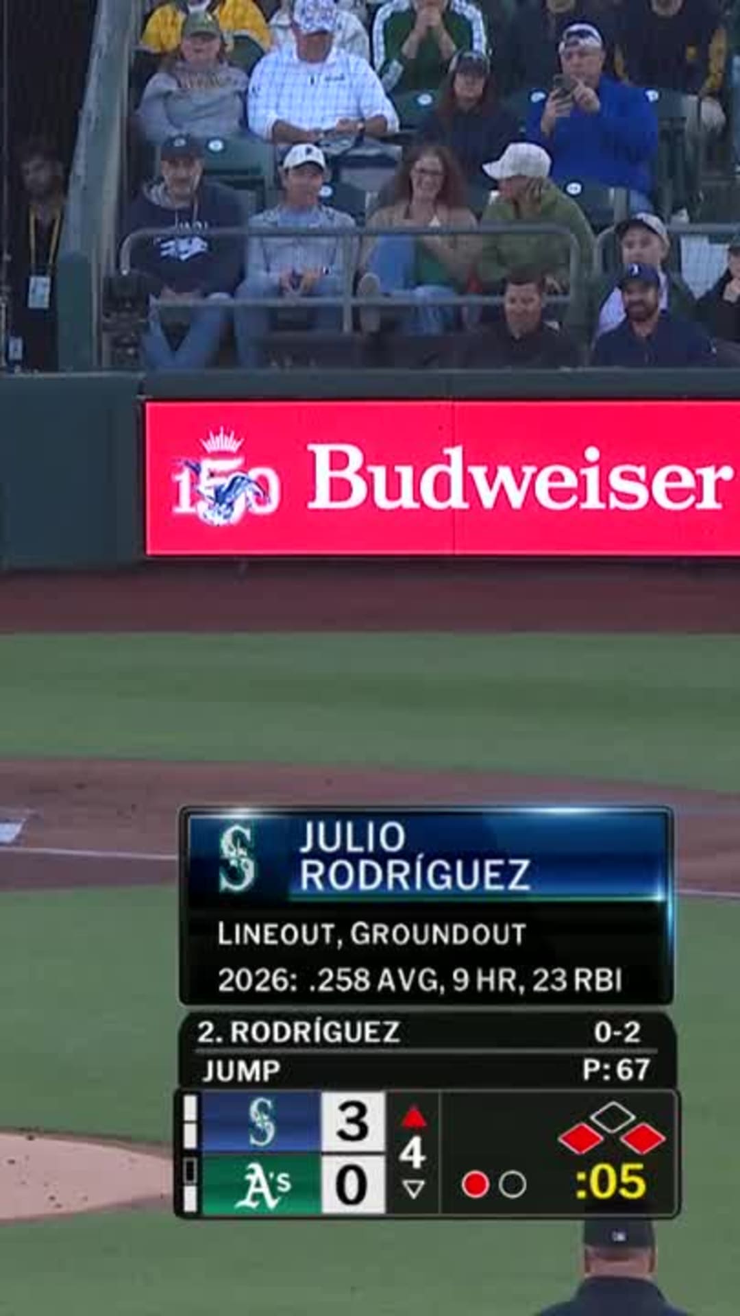 Julio Rodríguez makes wild catch on chaotic line drive