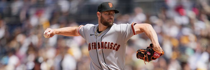 Adrian Houser, San Francisco Giants starting pitcher, delivering a sinker on the mound in his 2026 season debut against the Philadelphia Phillies April 6 2026