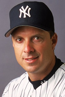 Tino Martinez of the New York Yankees bats during 8-6 loss to the