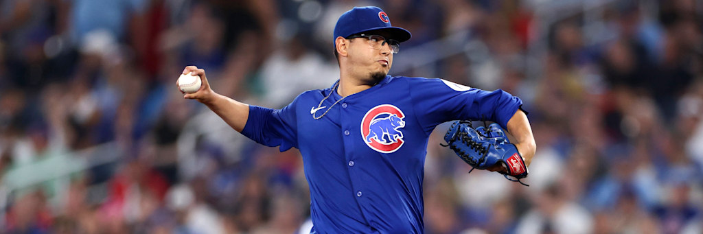 Javier Assad pitching for the Chicago Cubs