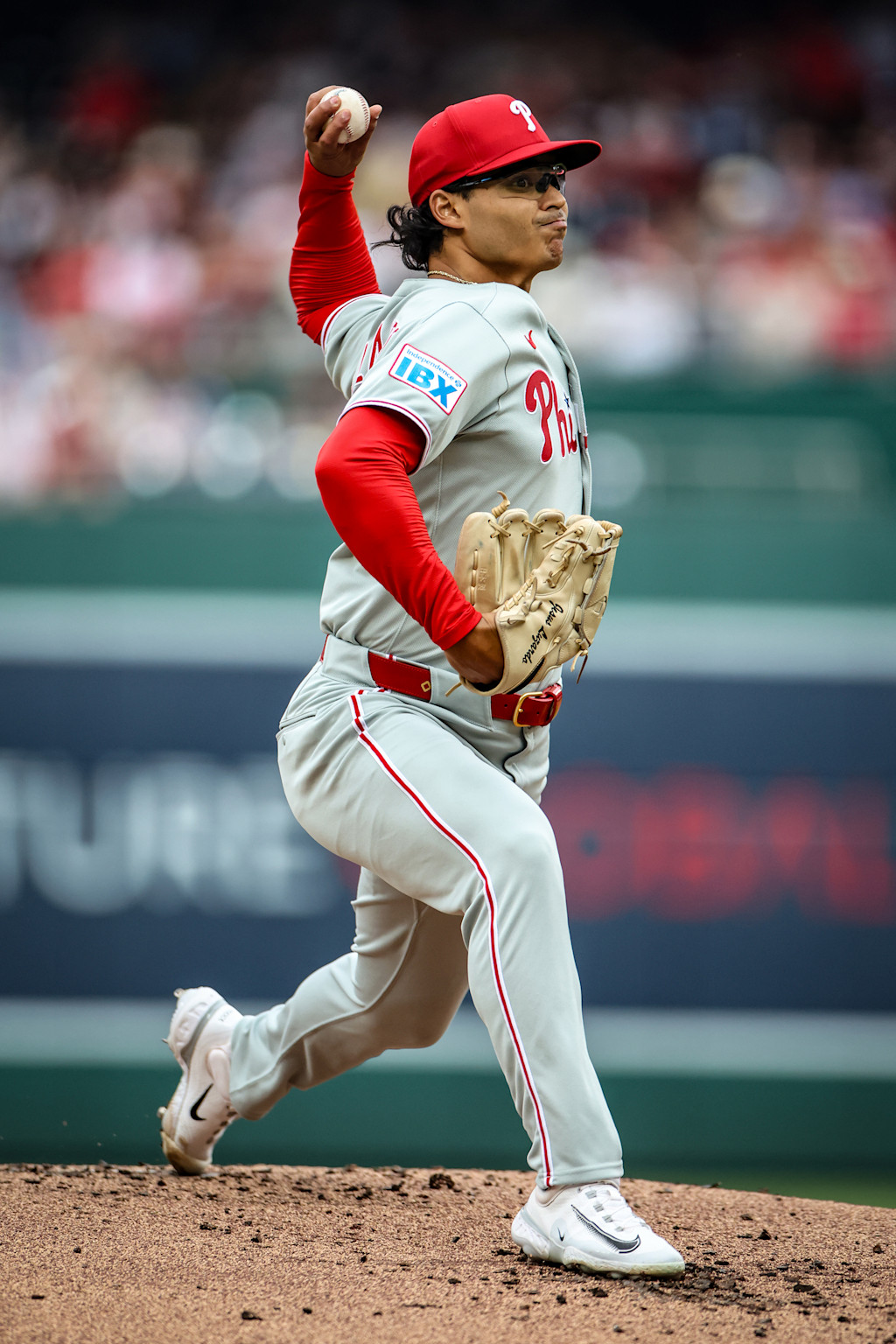 Philadelphia Phillies left-hander Jesus Luzardo delivering a pitch