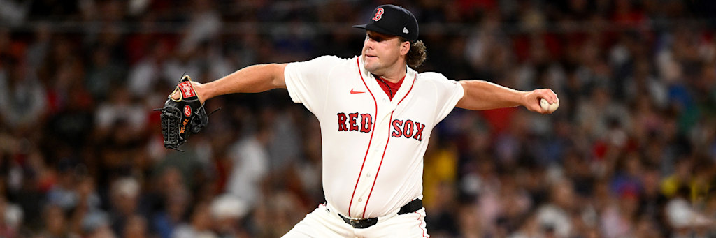 Boston Red Sox left-hander Erik Miller pitching; Miller has made forty relief appearances and zero starts this season and opens for Boston against the Athletics at Fenway Park