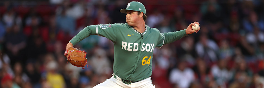 Boston Red Sox left-hander Jake Bennett delivering a pitch at Fenway Park, the starter in the Red Sox team total Under on June 17, 2026