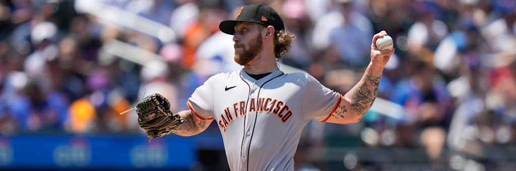 San Francisco Giants left-hander Carson Whisenhunt delivering a pitch; Whisenhunt has walked 12 batters in 19 innings this season and starts against Texas at Globe Life Field