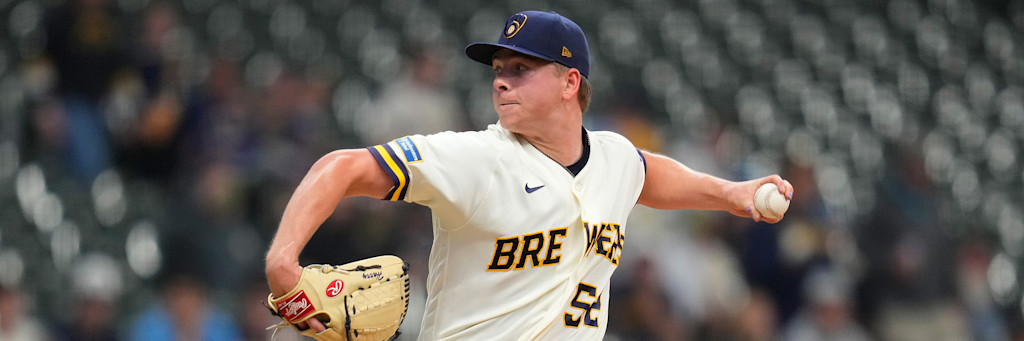 Kyle Harrison pitches for the Milwaukee Brewers during 2026 MLB action at American Family Field