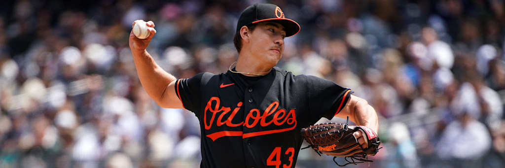 Trey Gibson of the Baltimore Orioles delivers a pitch