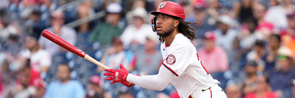 James Wood Washington Nationals outfielder batting at Rate Field for Daily Model Pick Over 8.5 April 26 2026