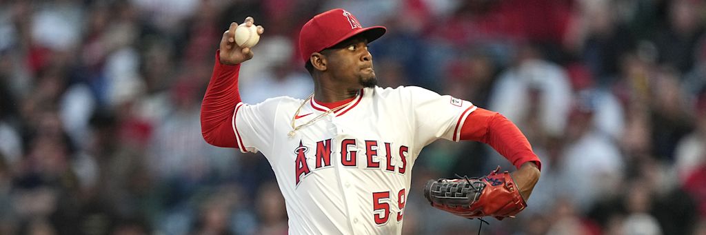 Jose Soriano pitching for the Los Angeles Angels