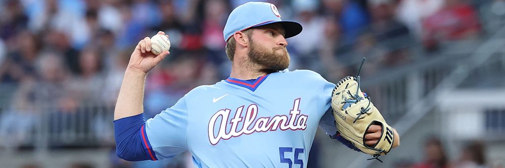 Bryce Elder pitching for the Braves in an MLB Props strikeout under article