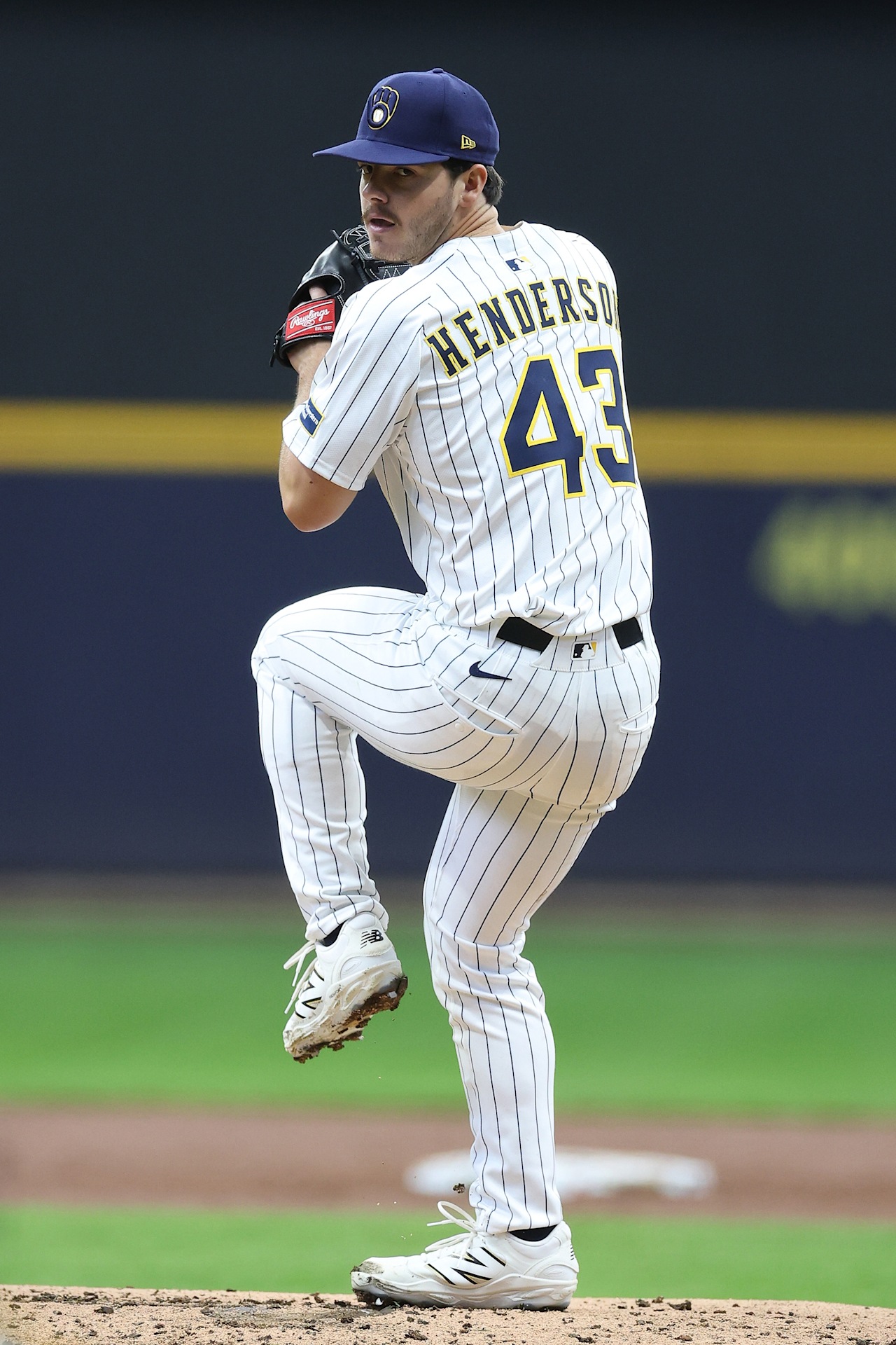 Milwaukee Brewers rookie right-hander Logan Henderson delivering a pitch, starting the series opener at Petco Park