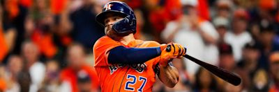 Jose Altuve batting action photo