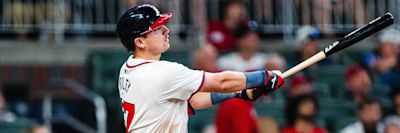 Austin Riley batting action photo