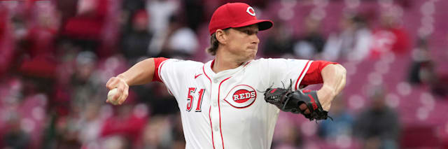 Brady Singer pitching for the Cincinnati Reds at Great American Ball Park