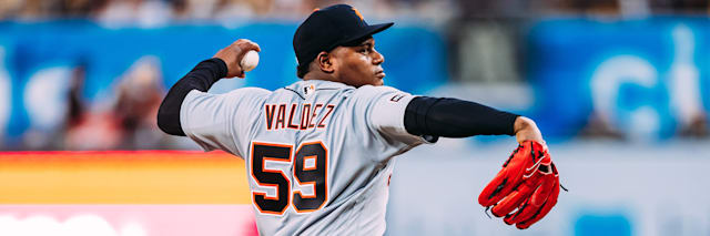 Framber Valdez delivers a pitch for the Detroit Tigers