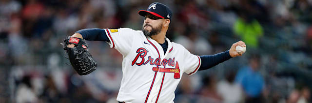 Martin Perez, Atlanta Braves left-handed starting pitcher, on the mound