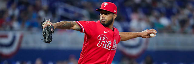 Cristopher Sanchez, Philadelphia Phillies left-handed starting pitcher, mid-delivery