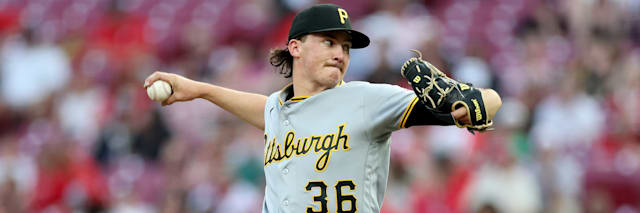Bubba Chandler of the Pittsburgh Pirates pitching during a 2026 MLB game