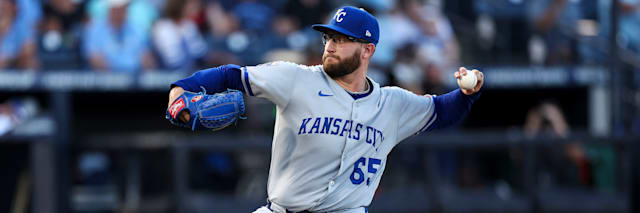 Noah Cameron, Kansas City Royals left-handed starting pitcher, mid-windup