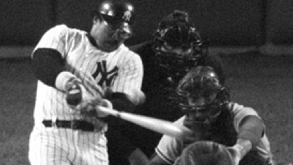 Yankees' outfielder Reggie Jackson shows the form that gave him three home  runs to clinch the sixth game of the 1977 World Series. Only Babe Ruth beat  his record – All Items –