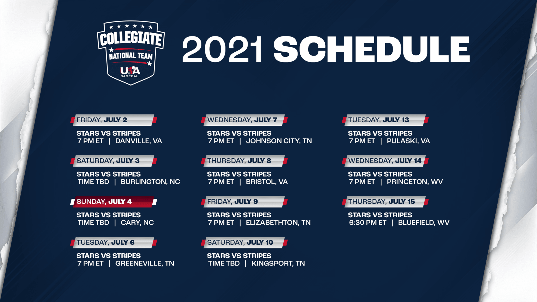 2021 Collegiate National Team Schedule Announced USA Baseball
