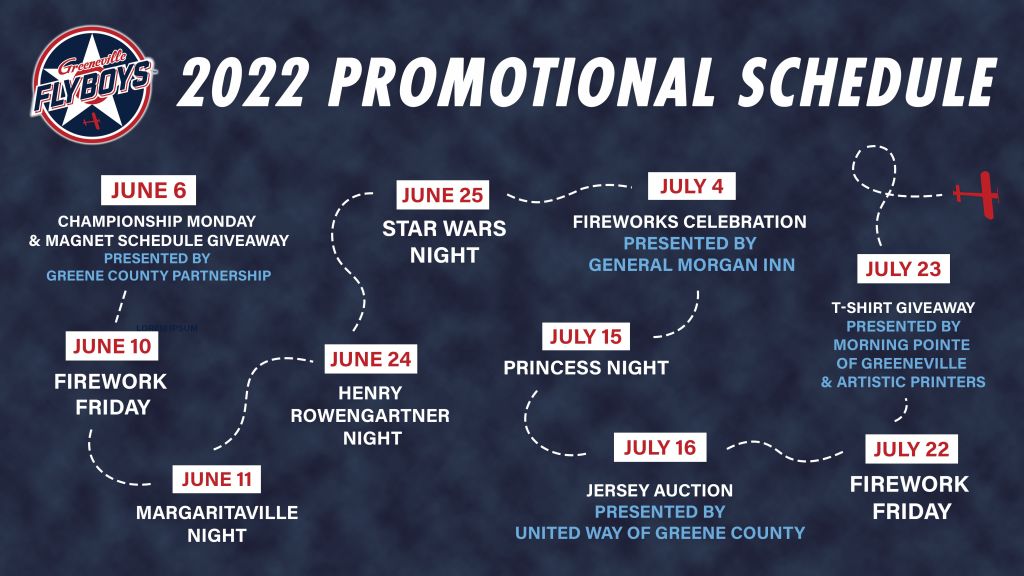 Greeneville Flyboys release 2022 promotional schedule Appalachian League