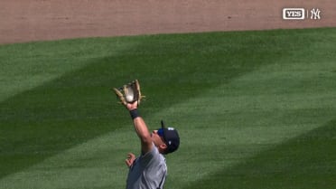 Anthony Volpe tracks down a fly ball in left field
