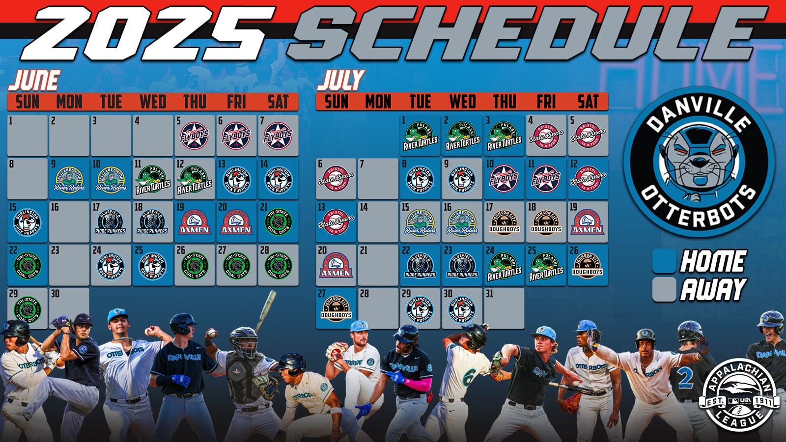 Appalachian League announces 2025 schedule Danville Otterbots