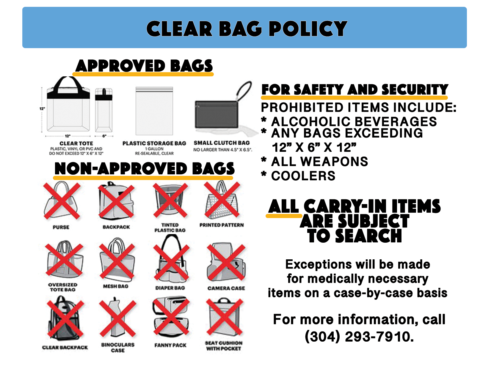 Clear Bag Policy - West Virginia University Athletics