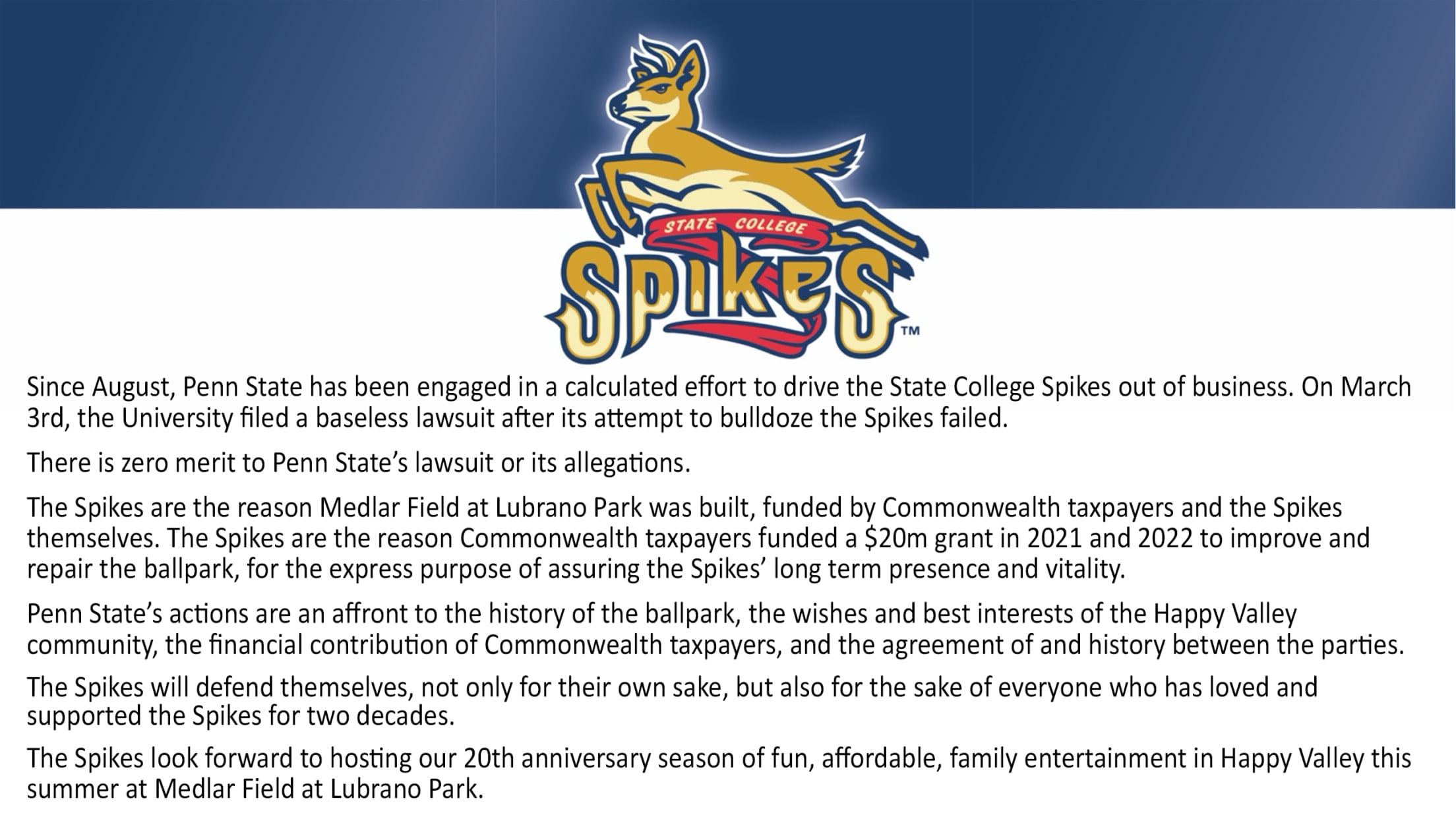 State College Spikes Bag Policy
