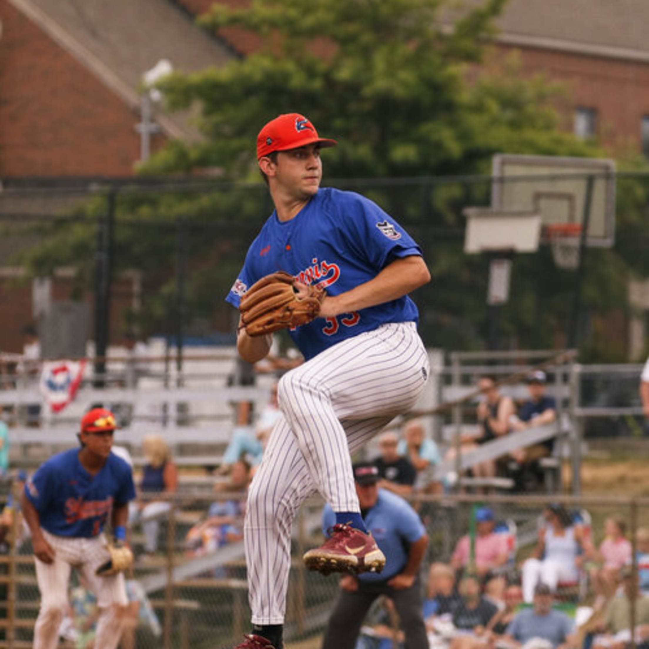 A young righty rocks and fires to home plate while wearing the blue alternate jerseys.