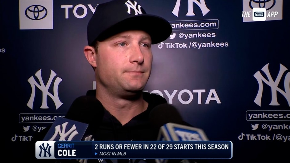Gerrit Cole press conference: New Yankees pitcher brings childhood Yankees  sign at intro press conference - DraftKings Network