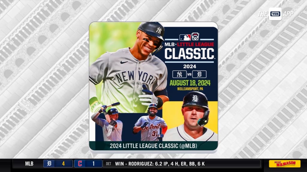 Yankees and Tigers will play in the Little League Classic on Aug. 18 next  year